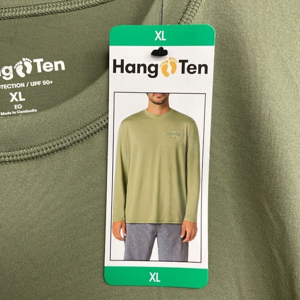 NEW Hang Ten Men's XL UV Protection Long Sleeve Tee Green - Picture 2 of 10